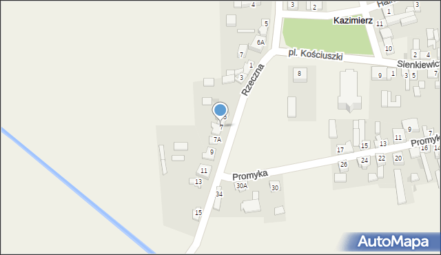 Kazimierz, Rzeczna, 7, mapa Kazimierz