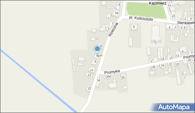 Kazimierz, Rzeczna, 7A, mapa Kazimierz