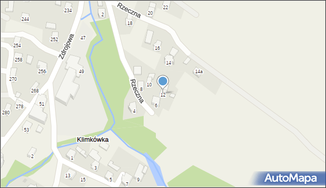 Klimkówka, Rzeczna, 12, mapa Klimkówka