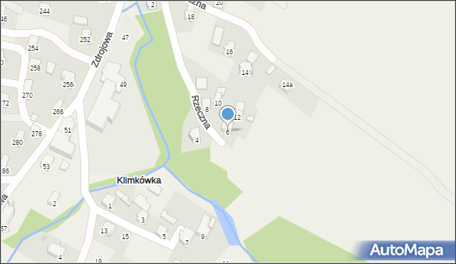 Klimkówka, Rzeczna, 6, mapa Klimkówka