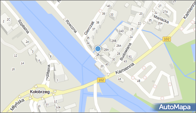 Kołobrzeg, Rzeczna, 21, mapa Kołobrzegu