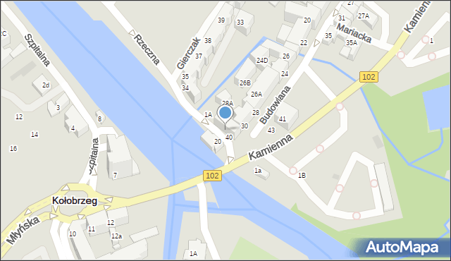 Kołobrzeg, Rzeczna, 23, mapa Kołobrzegu