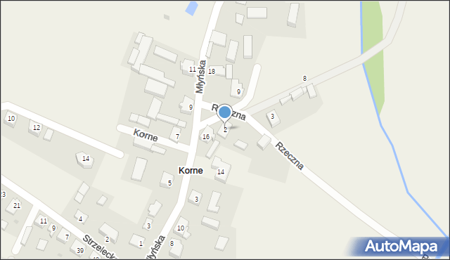 Korne, Rzeczna, 2, mapa Korne