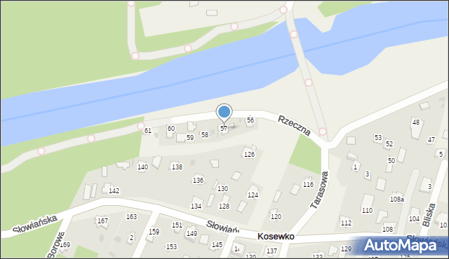 Kosewko, Rzeczna, 57, mapa Kosewko