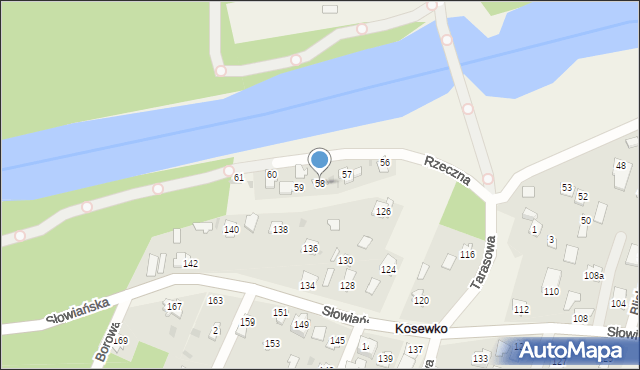 Kosewko, Rzeczna, 58, mapa Kosewko