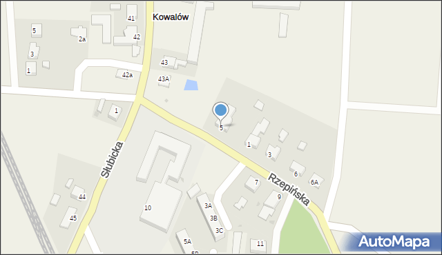 Kowalów, Rzepińska, 5, mapa Kowalów