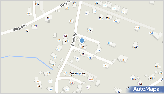 Kraków, Rzepichy, 33a, mapa Krakowa