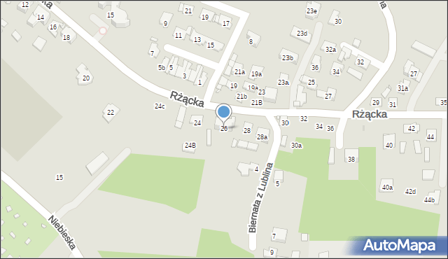 Kraków, Rżącka, 26, mapa Krakowa