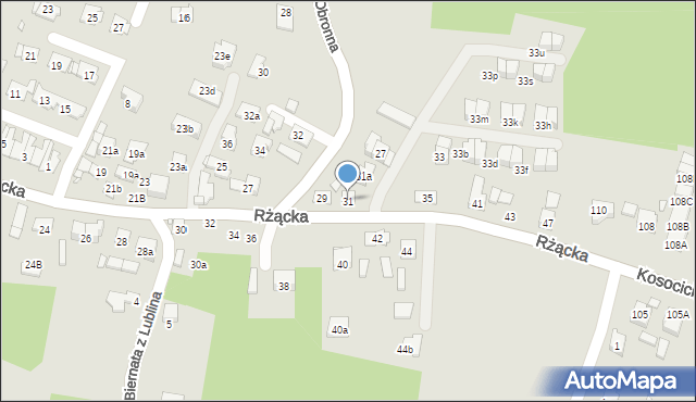Kraków, Rżącka, 31, mapa Krakowa