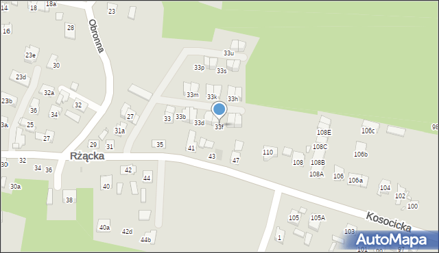 Kraków, Rżącka, 33f, mapa Krakowa