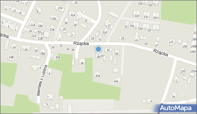 Kraków, Rżącka, 40, mapa Krakowa