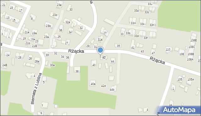 Kraków, Rżącka, 42a, mapa Krakowa