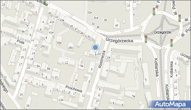 Kraków, Rzeźnicza, 3, mapa Krakowa