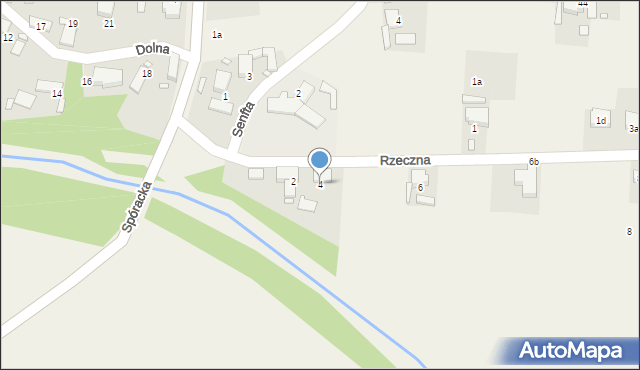 Krasiejów, Rzeczna, 4, mapa Krasiejów