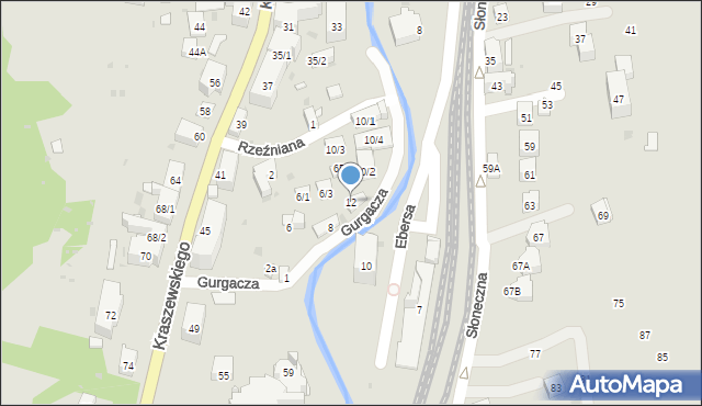 Krynica-Zdrój, Rzeźniana, 12, mapa Krynica-Zdrój