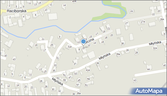 Krzanowice, Rzeczna, 10, mapa Krzanowice