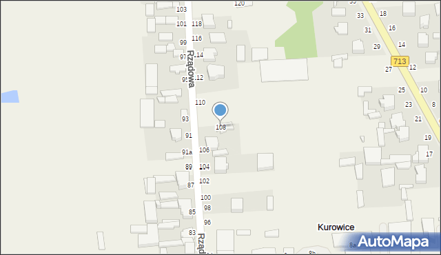 Kurowice, Rządowa, 108, mapa Kurowice