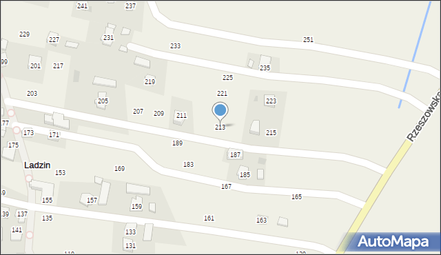 Ladzin, Rzeszowska, 213, mapa Ladzin