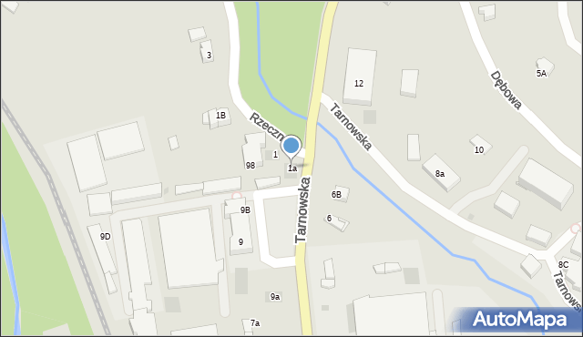 Limanowa, Rzeczna, 1a, mapa Limanowa
