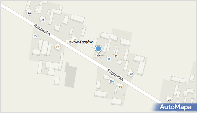 Lisków, Rzgowska, 36, mapa Lisków