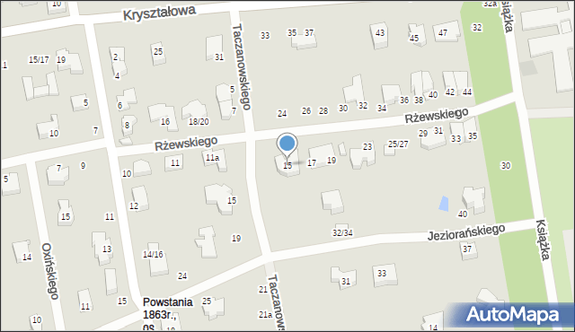 Łódź, Rżewskiego Aleksego, 15, mapa Łodzi