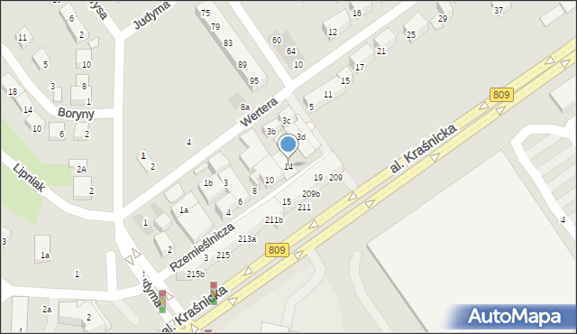 Lublin, Rzemieślnicza, 14, mapa Lublina