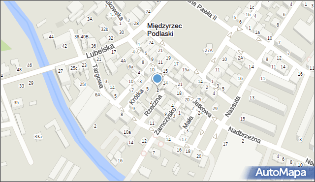 Międzyrzec Podlaski, Rzeczna, 2, mapa Międzyrzec Podlaski