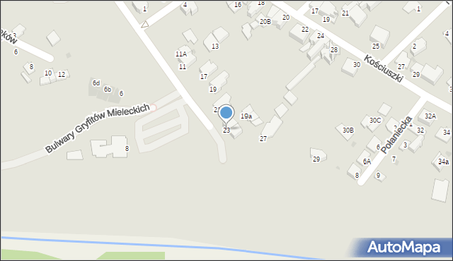 Mielec, Rzeczna, 23, mapa Mielca