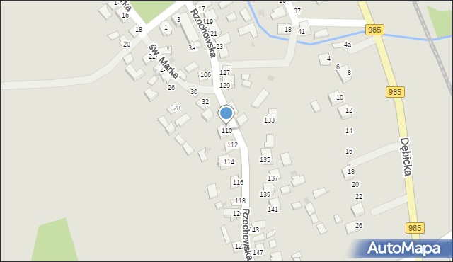 Mielec, Rzochowska, 110, mapa Mielca