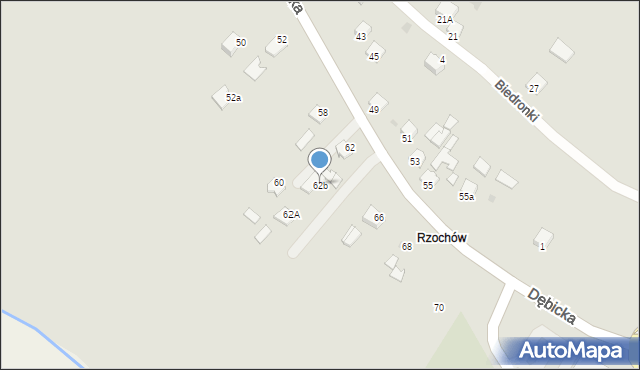 Mielec, Rzochowska, 62b, mapa Mielca