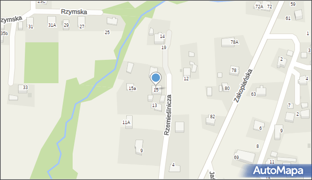 Mogilany, Rzemieślnicza, 15, mapa Mogilany