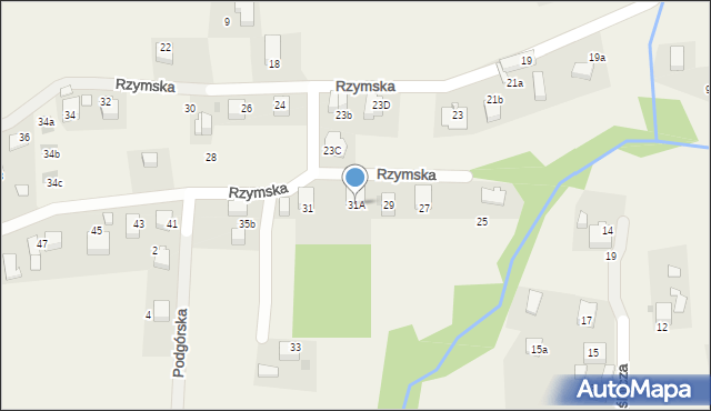 Mogilany, Rzymska, 31A, mapa Mogilany