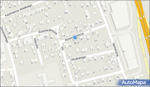 Myślenice, Rzemieślnicza, 26, mapa Myślenice