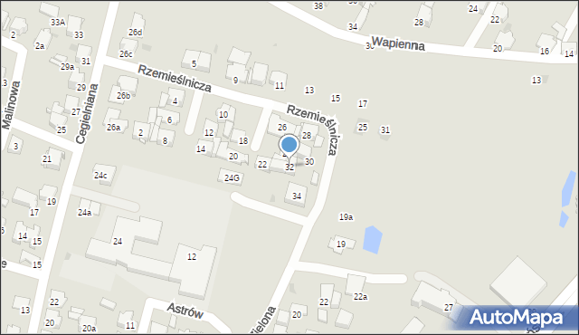 Olkusz, Rzemieślnicza, 32, mapa Olkusz