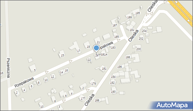 Opole, Rzepakowa, 24, mapa Opola