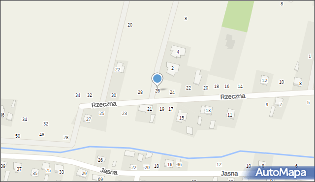 Ostrówek, Rzeczna, 26, mapa Ostrówek