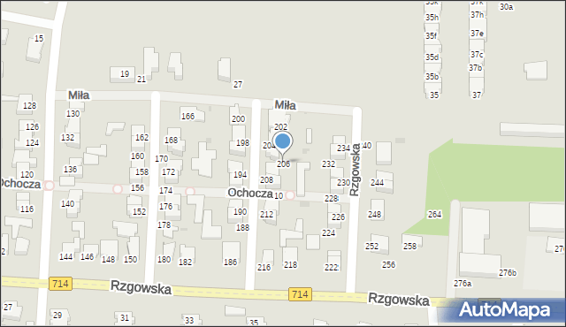 Pabianice, Rzgowska, 206, mapa Pabianic