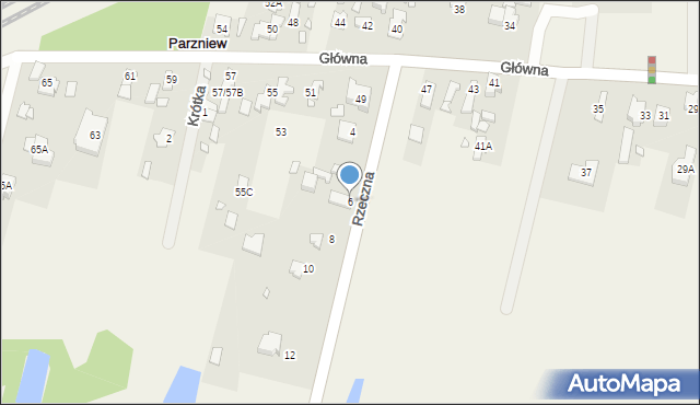 Parzniew, Rzeczna, 6, mapa Parzniew