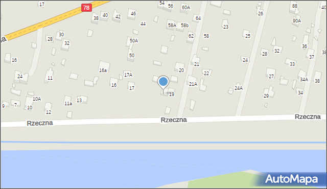 Poręba, Rzeczna, 19A, mapa Poręba