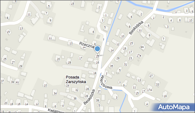 Posada Zarszyńska, Rzeczna, 15, mapa Posada Zarszyńska