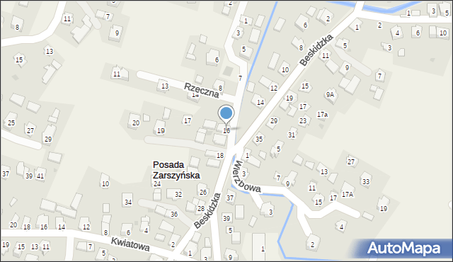 Posada Zarszyńska, Rzeczna, 16, mapa Posada Zarszyńska