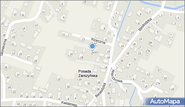 Posada Zarszyńska, Rzeczna, 17, mapa Posada Zarszyńska