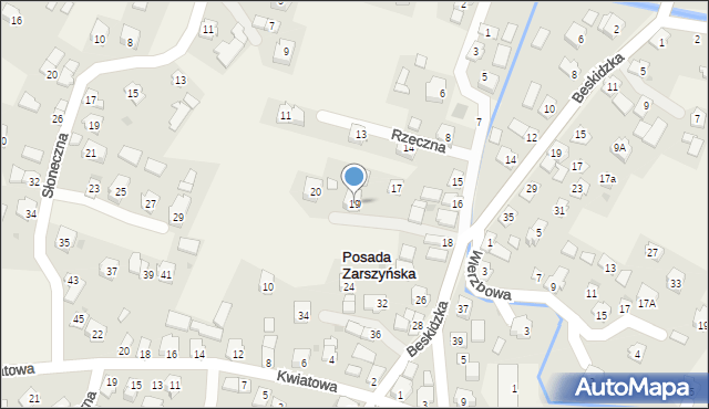 Posada Zarszyńska, Rzeczna, 19, mapa Posada Zarszyńska