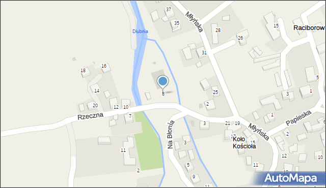 Raciborowice, Rzeczna, 8, mapa Raciborowice