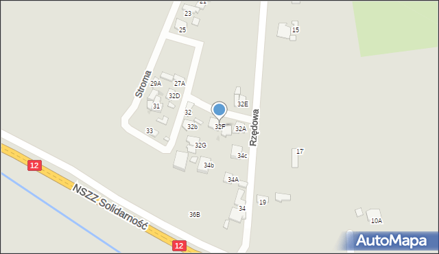 Radom, Rzędowa, 32F, mapa Radomia