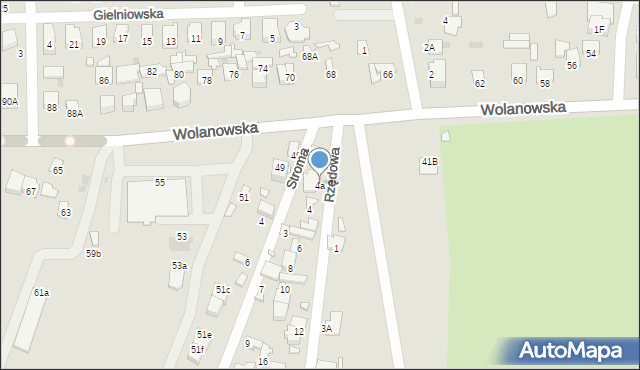 Radom, Rzędowa, 4a, mapa Radomia