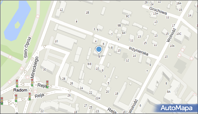 Radom, Rzemieślnicza, 4, mapa Radomia