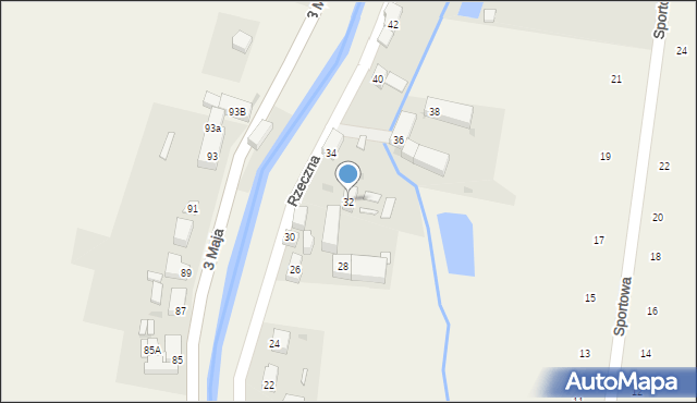 Roztoka, Rzeczna, 32, mapa Roztoka