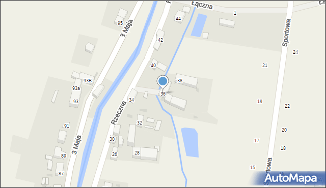 Roztoka, Rzeczna, 36, mapa Roztoka