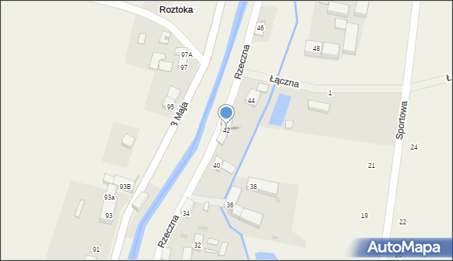 Roztoka, Rzeczna, 42, mapa Roztoka